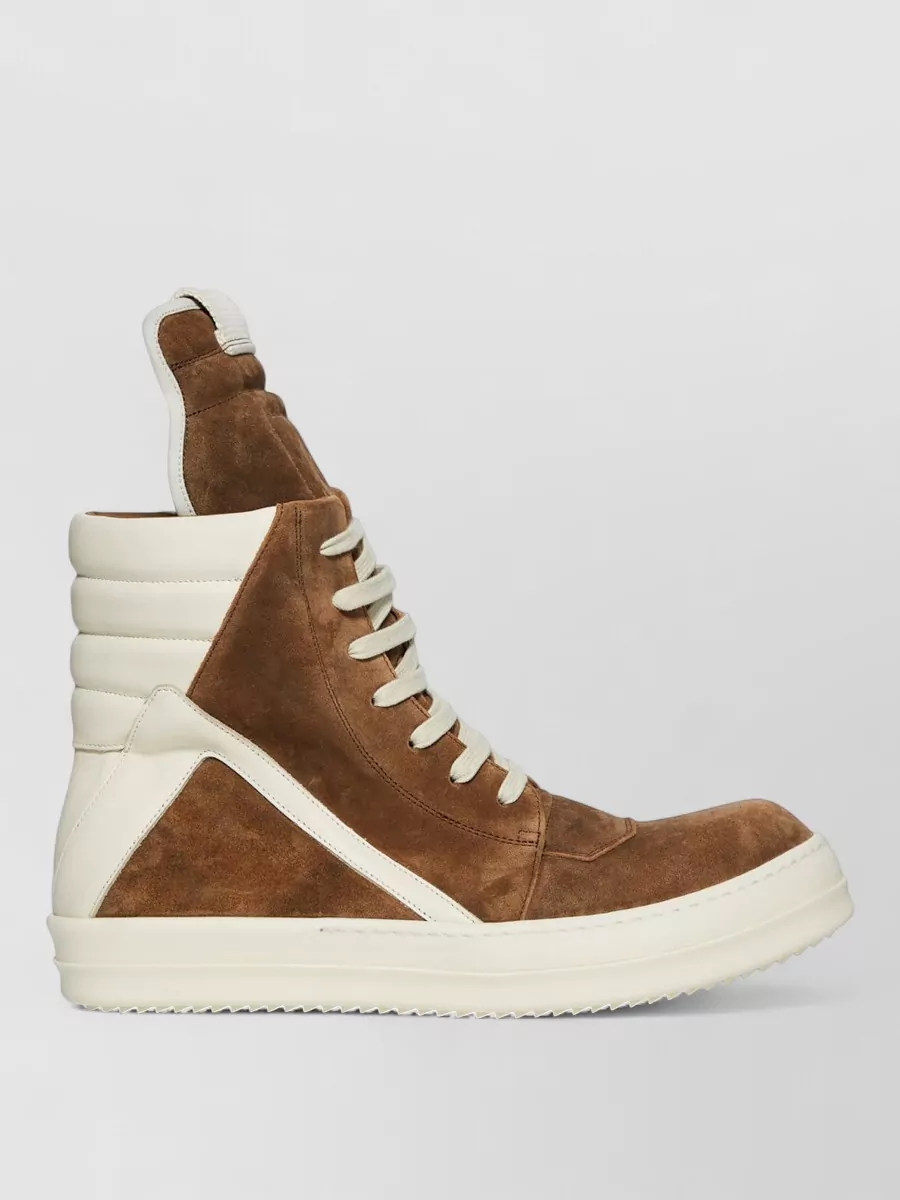 Rick Owens Leather Panelled High-Top Sneakers