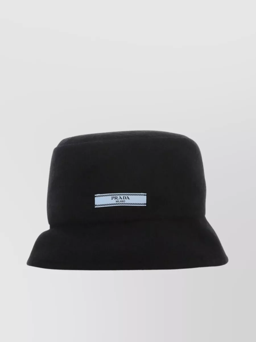 Shop Prada Cashmere Wide Brim Hat In Black