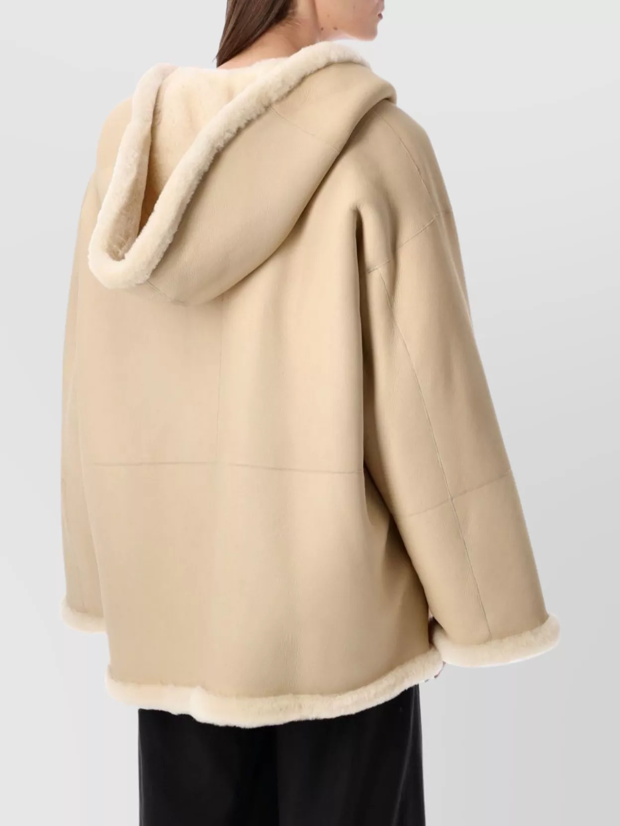 Alberta Ferretti Oversized Hooded Reversible Shearling Jacket