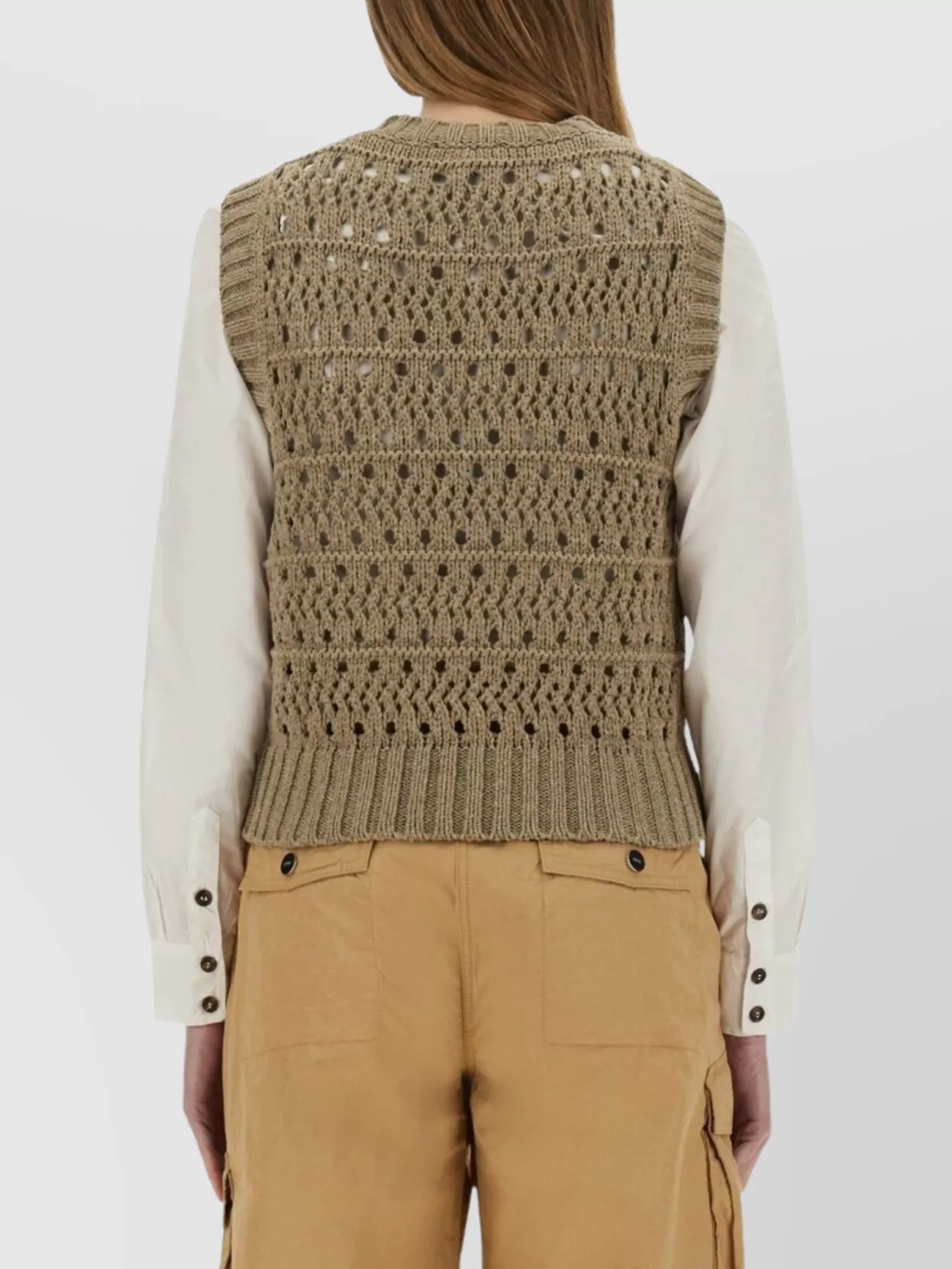 Ganni Knit Crochet Ribbed Sleeveless Top