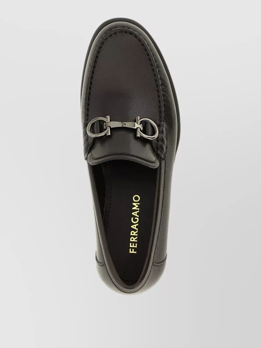 Ferragamo Teatro Buckle Leather Sole Loafers