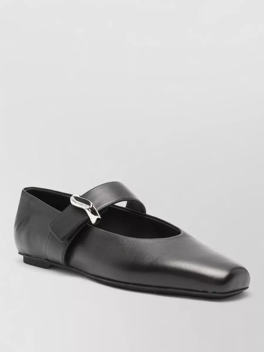 Emporio Armani leather square-toe ballerina flats