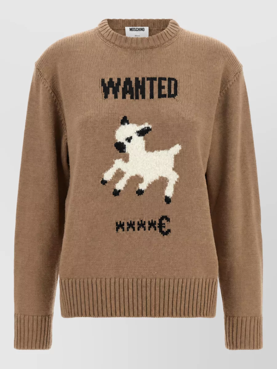 Moschino virgin wool oversized graphic-intarsia jumper