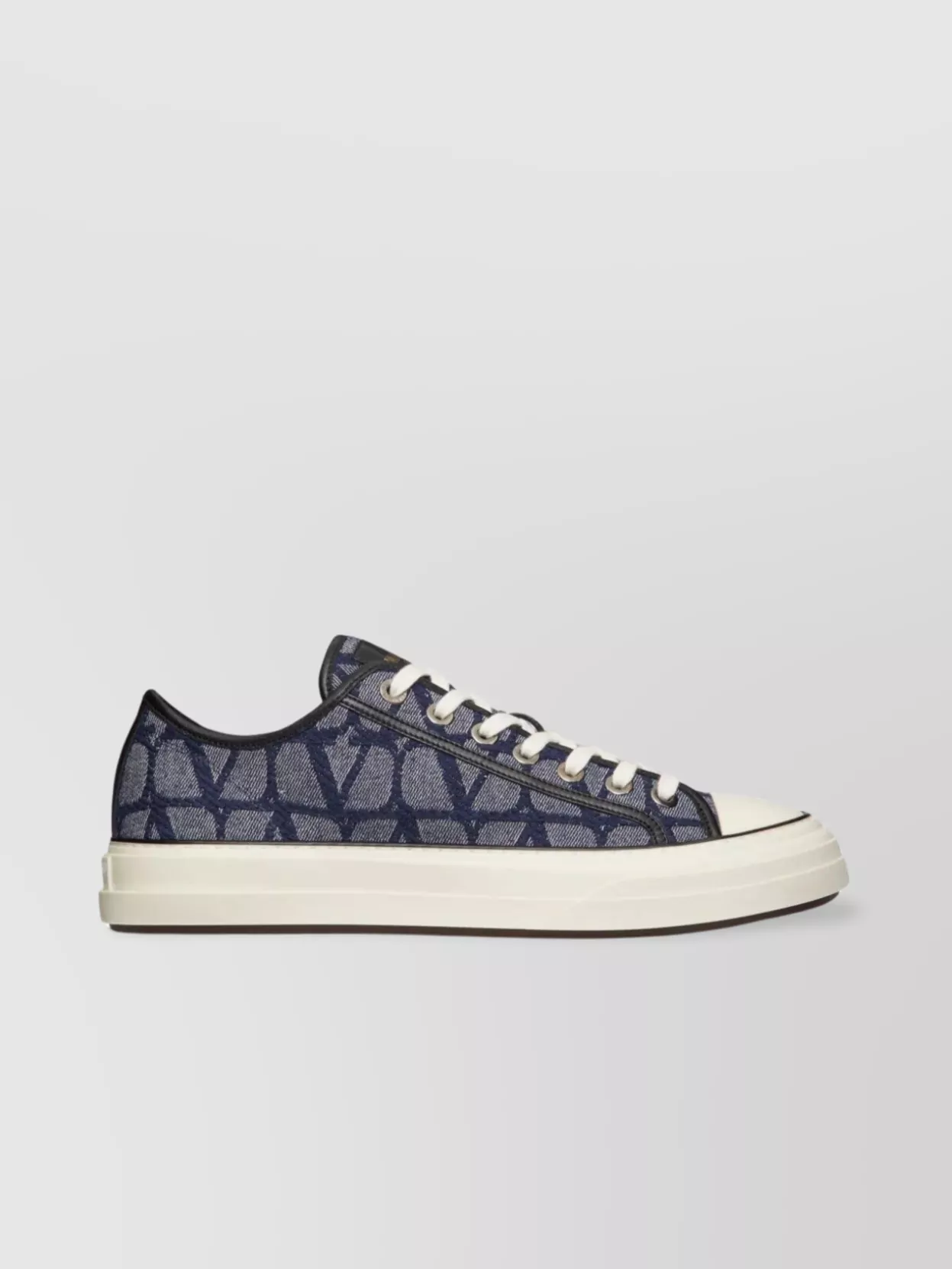 Shop Valentino Jacquard Iconographe Low-top Sneaker With Leather Accents In Black