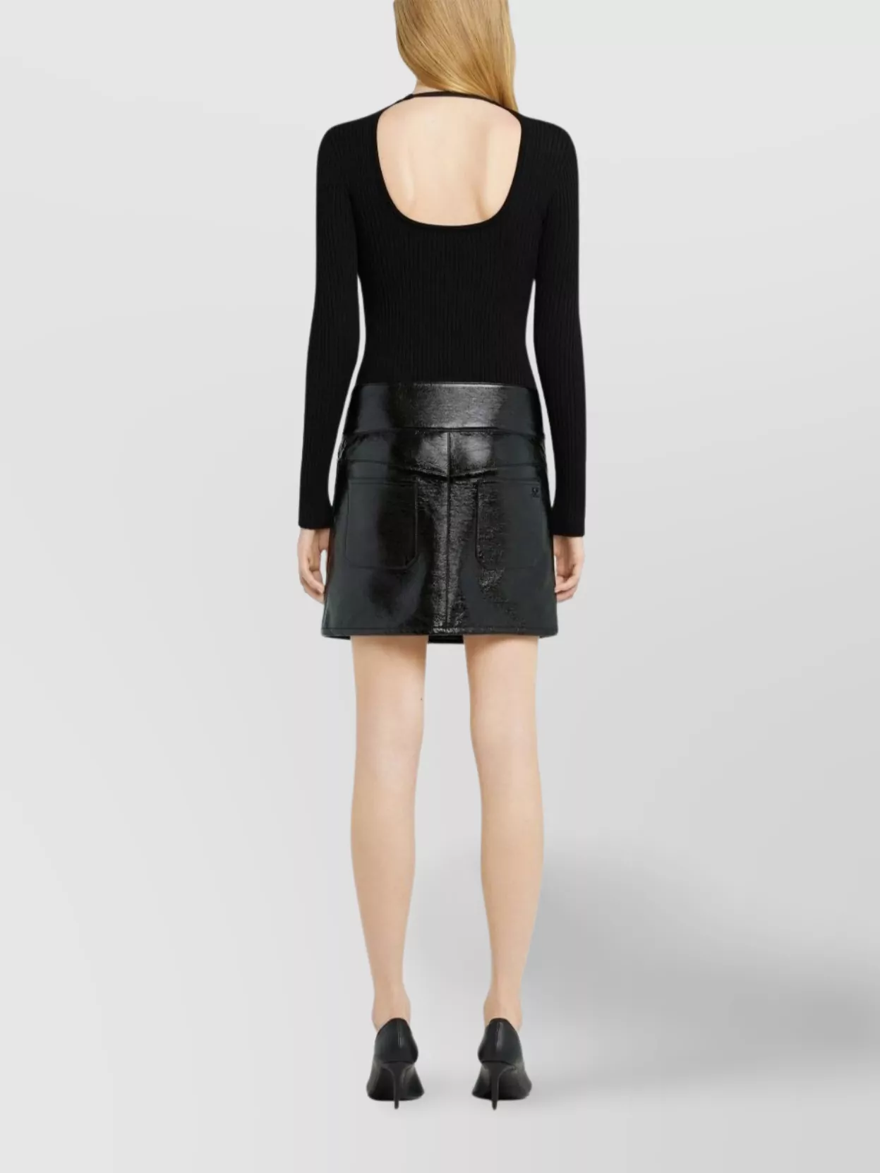 Shop Courrèges High Waist Shiny Finish Skirt