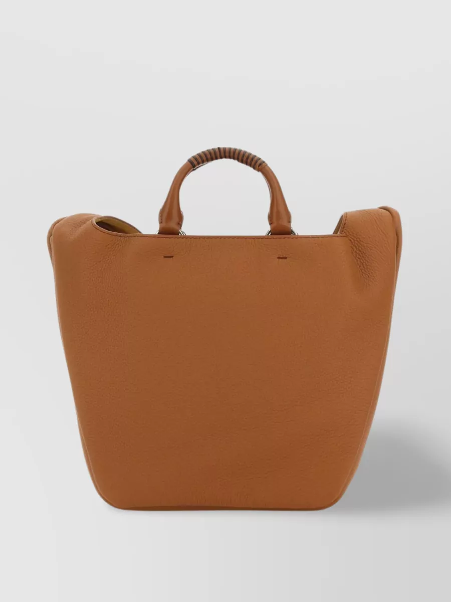 Shop Chloé Medium Deia Tote Bag In Luxe Leather In Brown