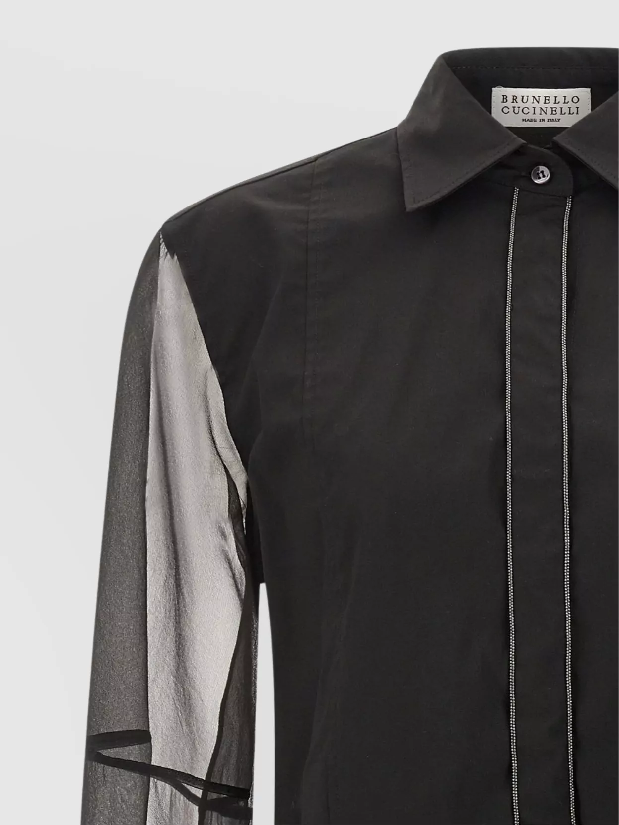 Brunello Cucinelli Layered Shirt Featuring Pointed Collar In Black