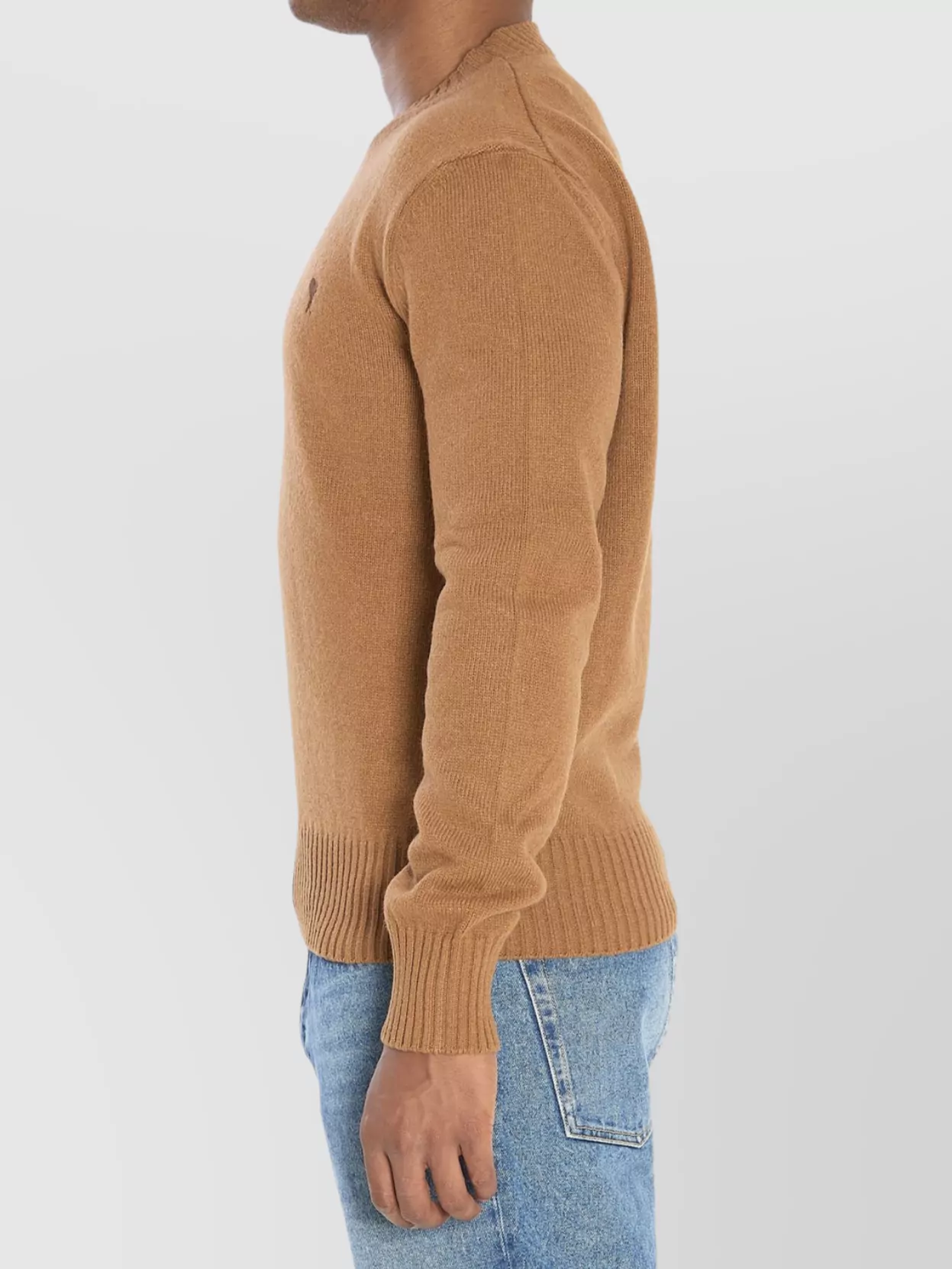 Ami Alexandre Mattiussi Ami De Coeur Sweater In Extrafine Wool And Silk In Brown