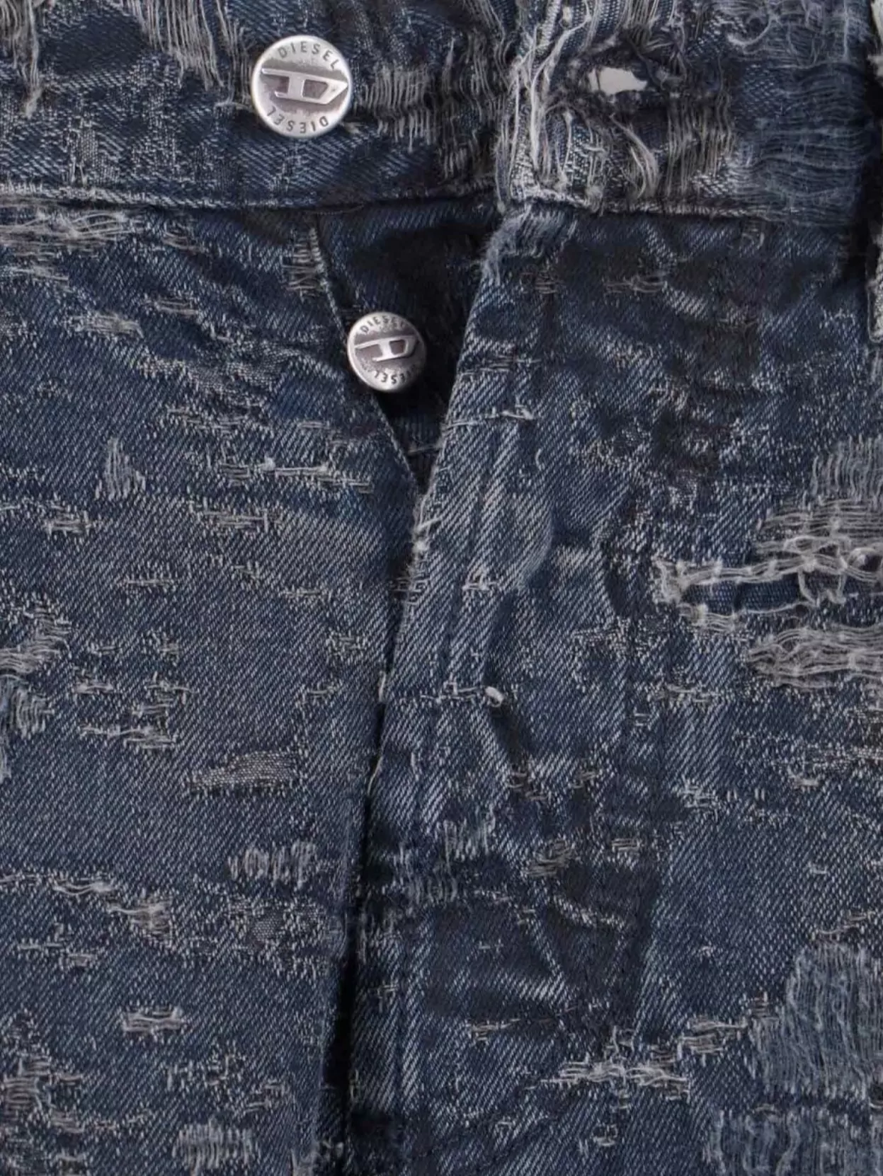 Diesel Wide-leg Trousers Distressed Texture In Blue