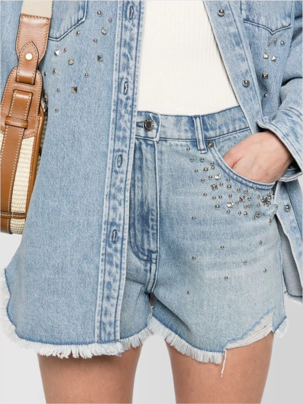 Iro Denim Cotton Shorts Belt Loops