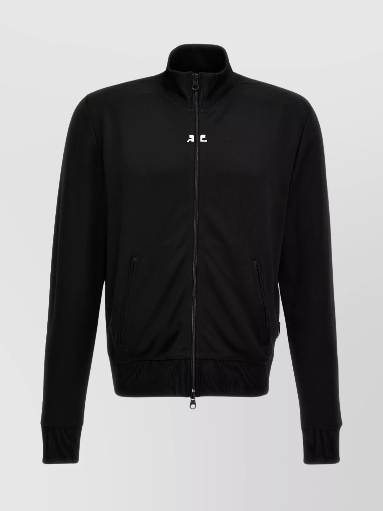 Courrèges 'ribbed Collar Tracksuit' Sweater In Black