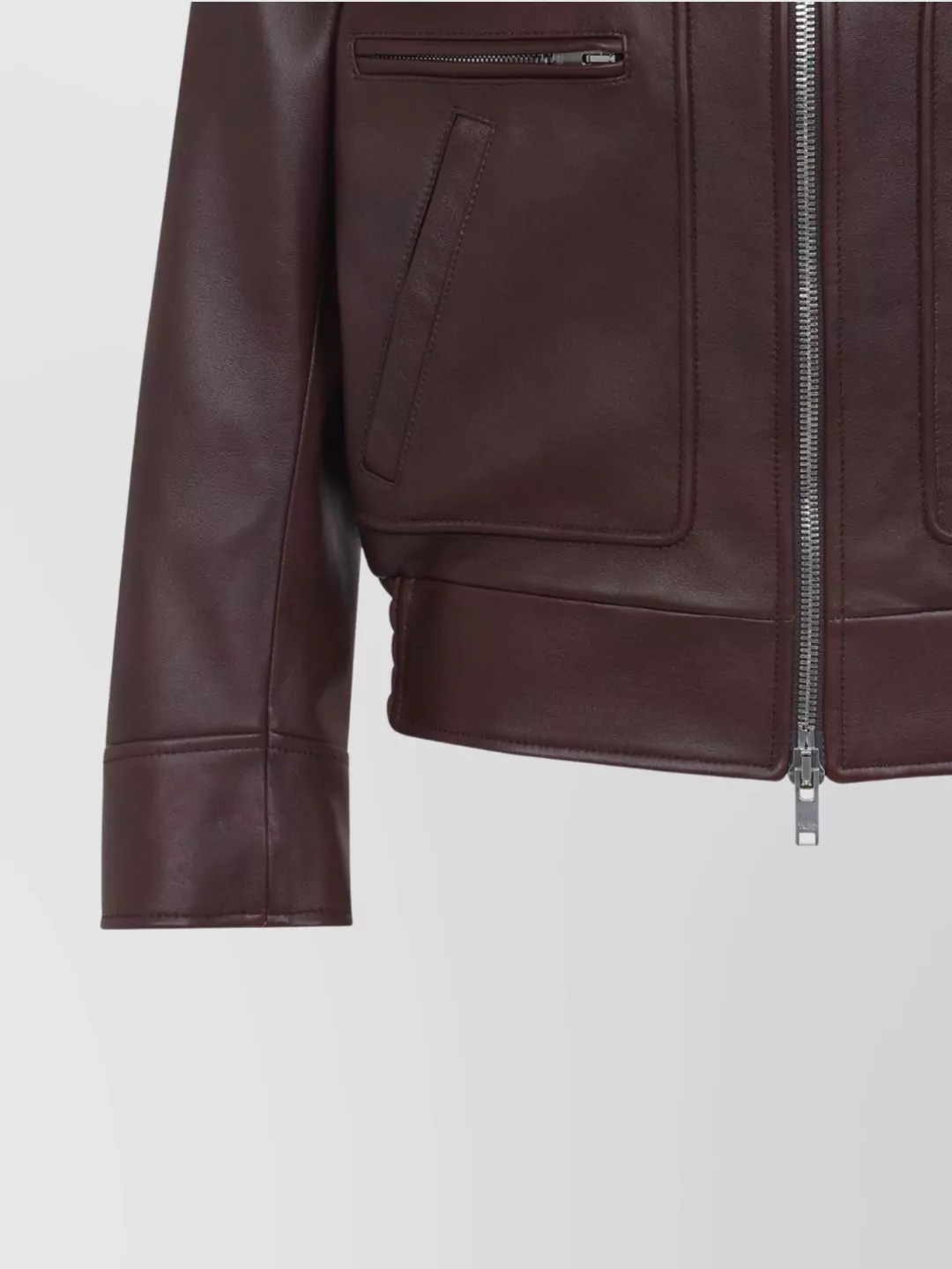 Bottega Veneta Brown Shearling Coat With Removable Fur Collar And Front Zip Closure In Leather Woman In Burgundy