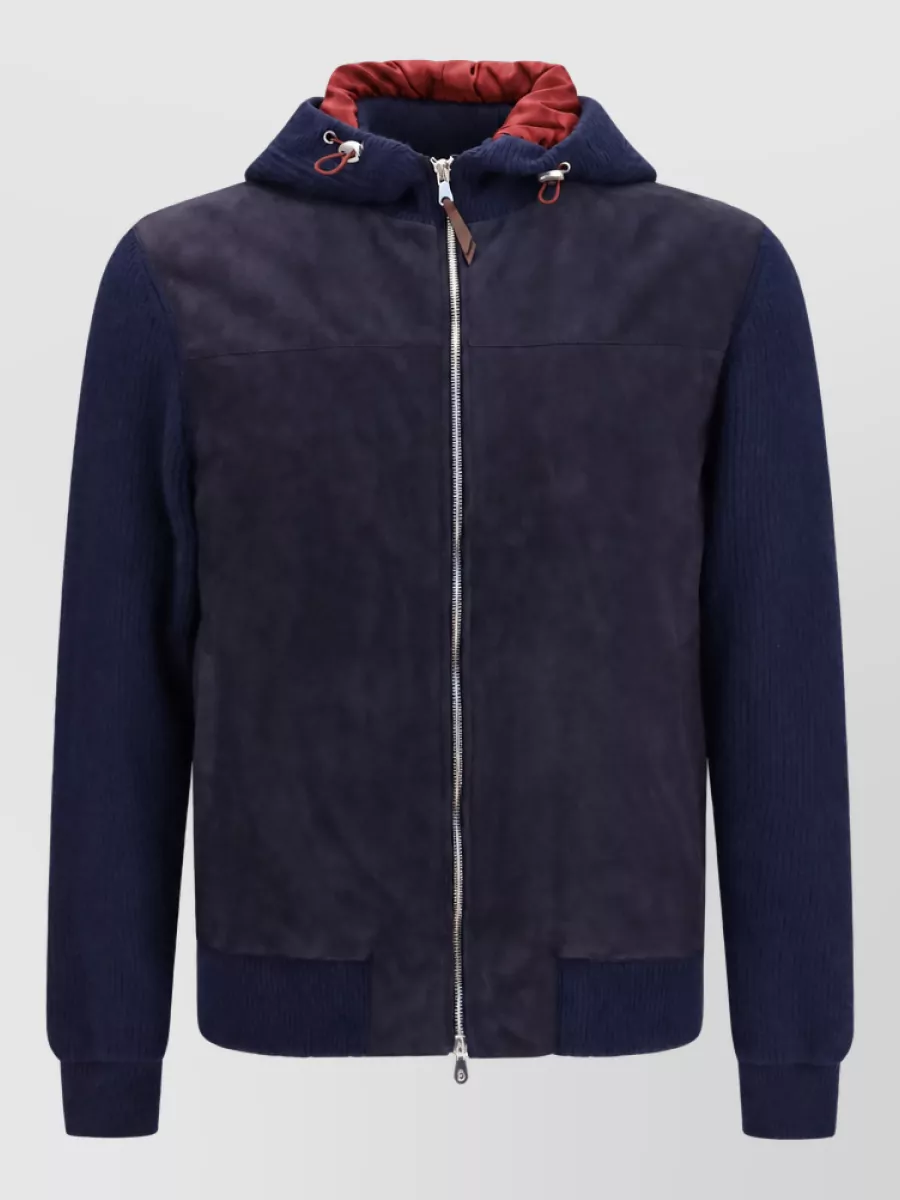 Brunello Cucinelli leather hooded zip jacket