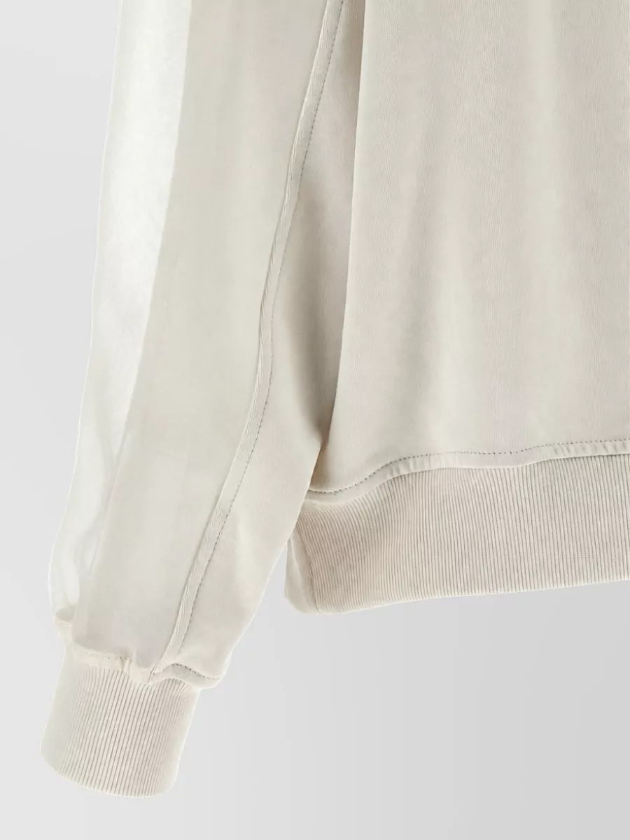 Brunello Cucinelli Organza Panel Cotton Sweatshirt