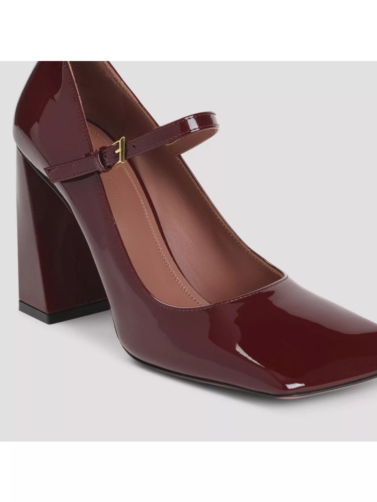 Amina Muaddi Charlotte Mary Jane Block Heel Pumps