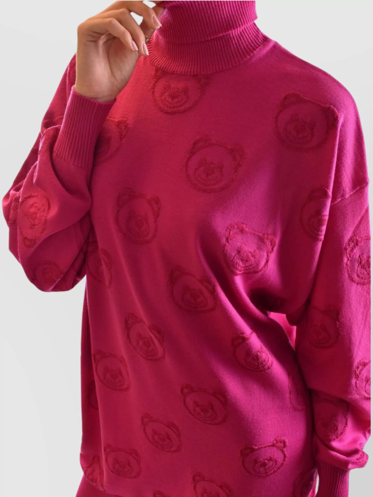 Moschino Shoulder Drop Embossed Pattern Long Dress