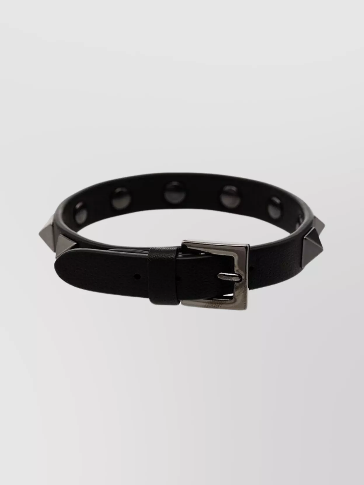 Valentino Garavani Leather Strap Studded Bracelet In Black