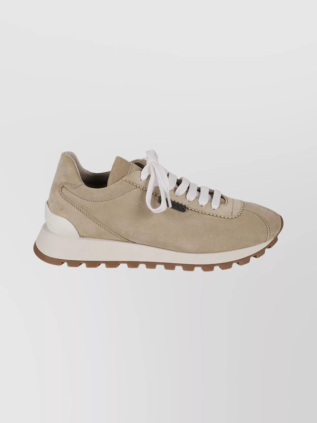 Brunello Cucinelli Suede Sneakers With Textured Platform Sole