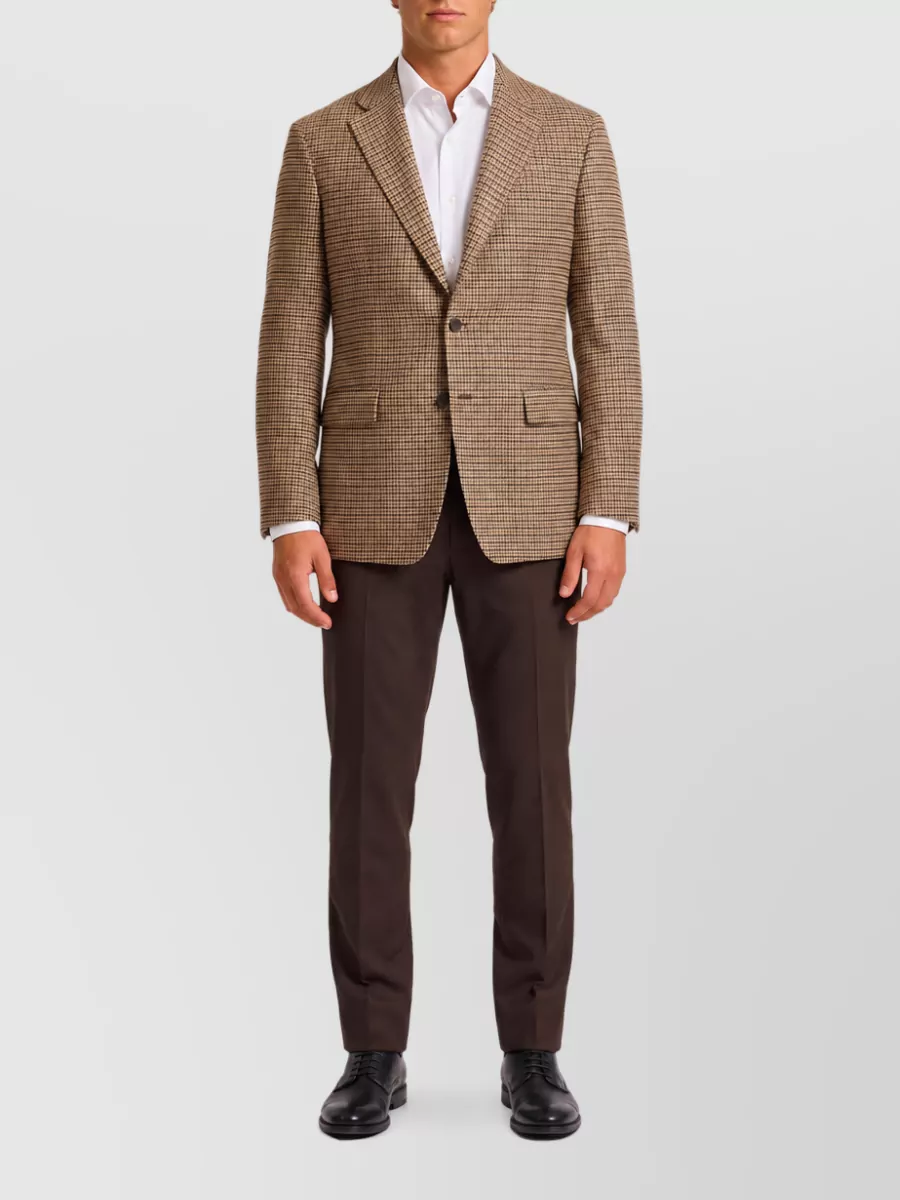 Tagliatore wool houndstooth single-breasted suit jacket