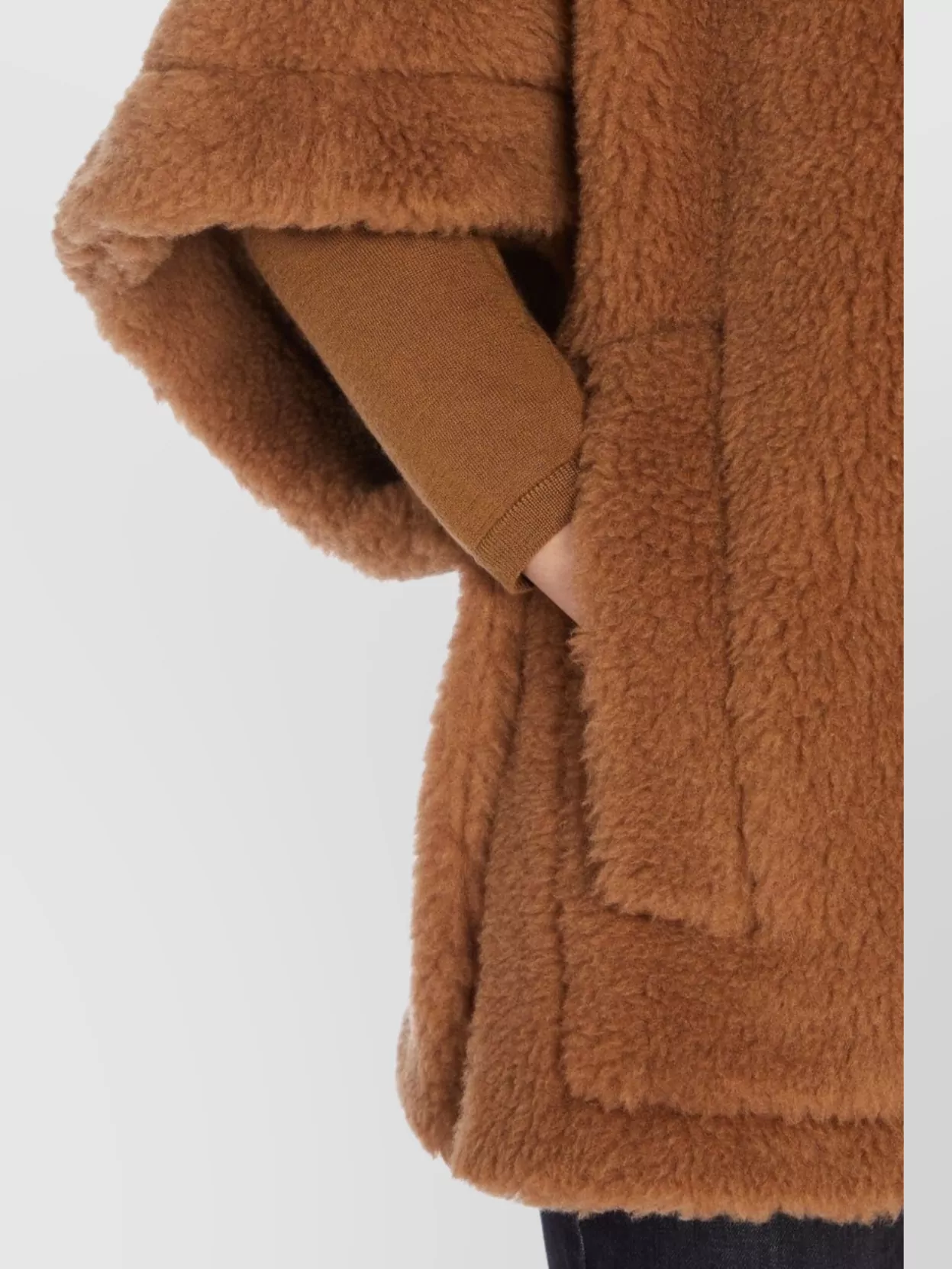 Shop Max Mara Teddy Fabric Biker Jacket Cape