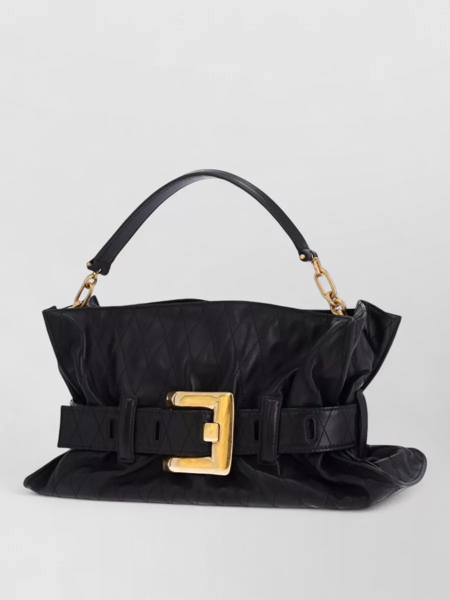 Balmain Anthem Medium Leather Clutch Bag