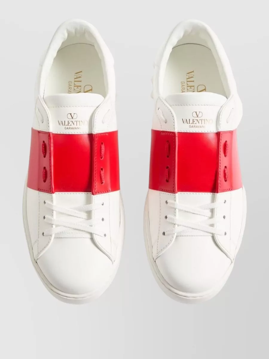 Valentino Garavani Leather Sneakers Open Design Flat Sole
