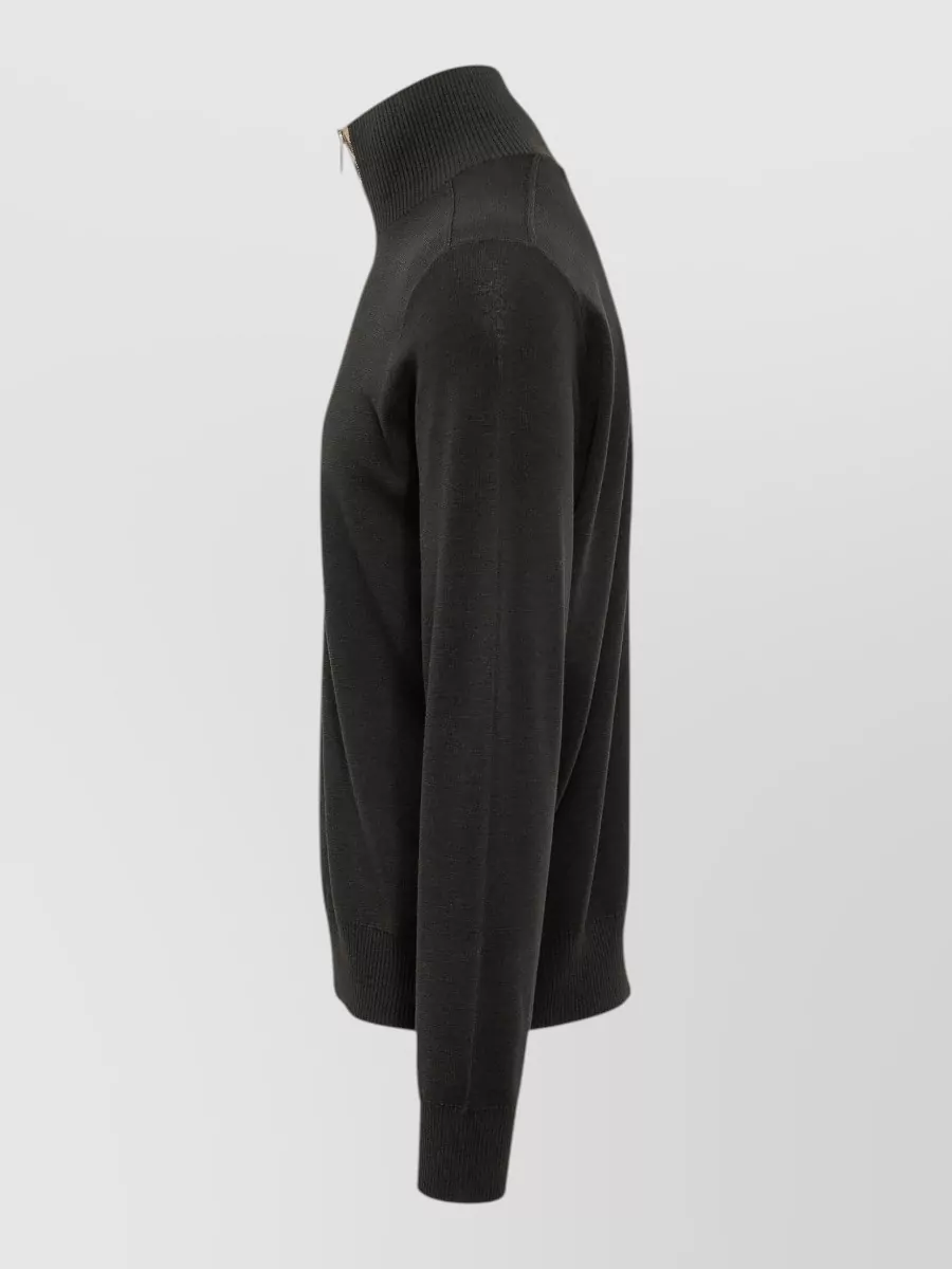 Burberry Wool Funnel-Neck Half-Zip Sweater