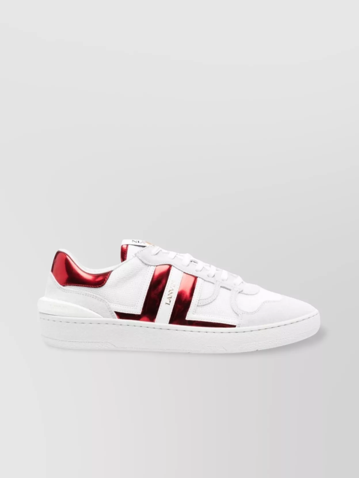 Shop Lanvin Contrasting Mesh Panelled Sneakers In White