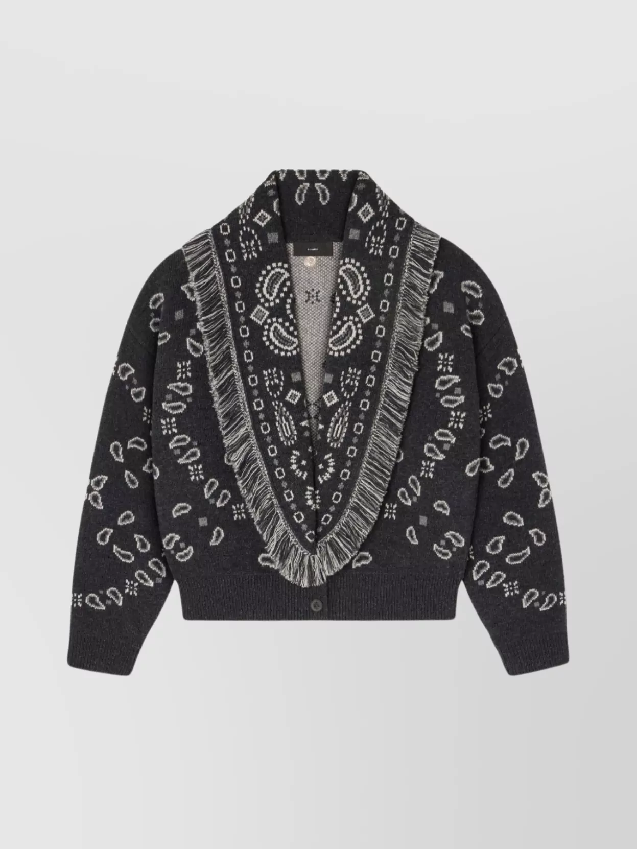 Alanui Wool And Cashmere Fringed Cardigan Bomber In Black