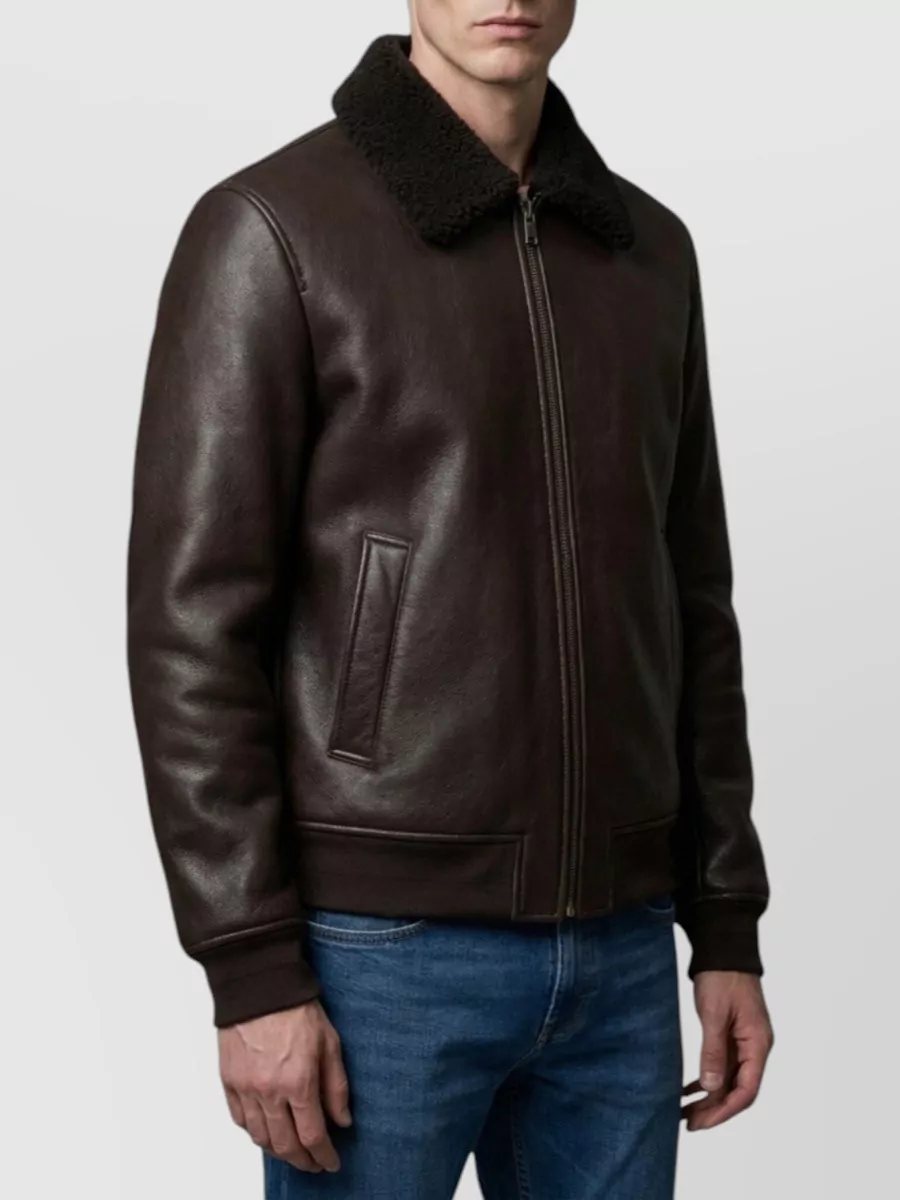 Salvatore Santoro Leather Shearling Bomber Jacket