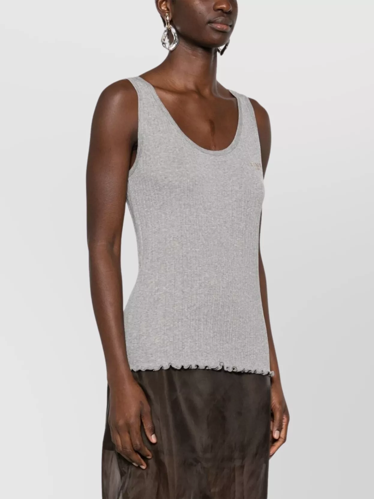 Shop Fendi Ribbed Cotton Tank Top