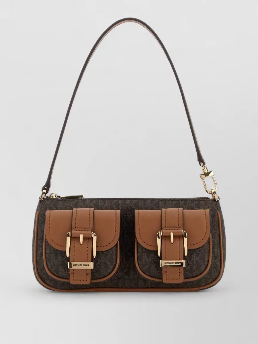 Michael Kors Zoe Shoulder Bag Printed Canvas In Pink