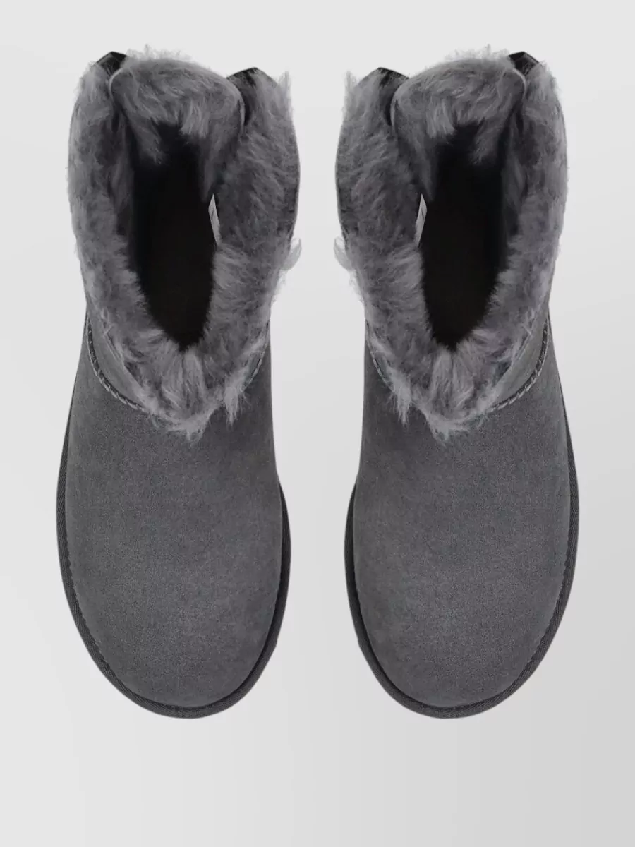 Ugg Ankle Boots Flat Sole Round Toe Bow