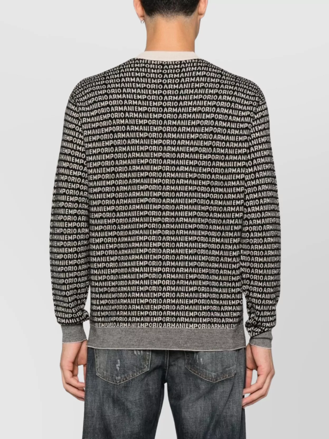 Emporio Armani Wool Crewneck Jumper With Ribbed Cuffs And Hem