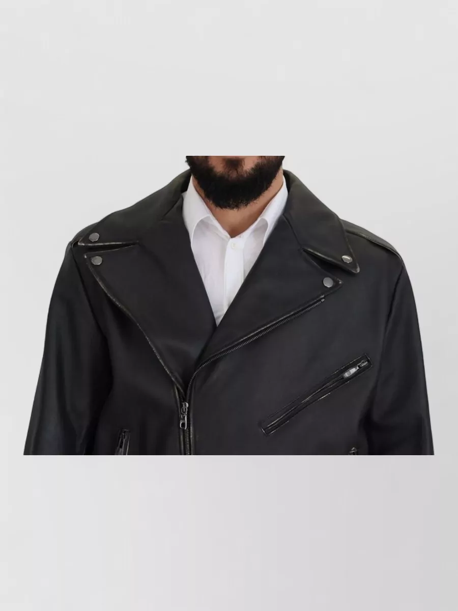 Dolce&Gabbana Leather Belted Biker Coat