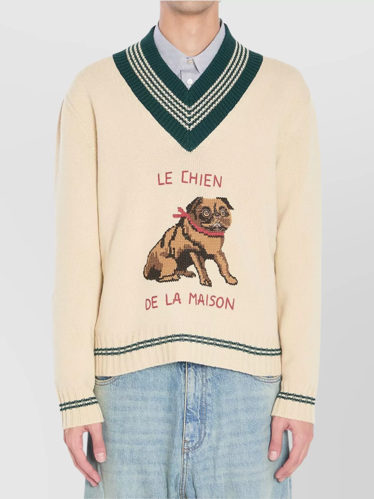 Valentino Garavani Graphic V-Neck Wool Pullover