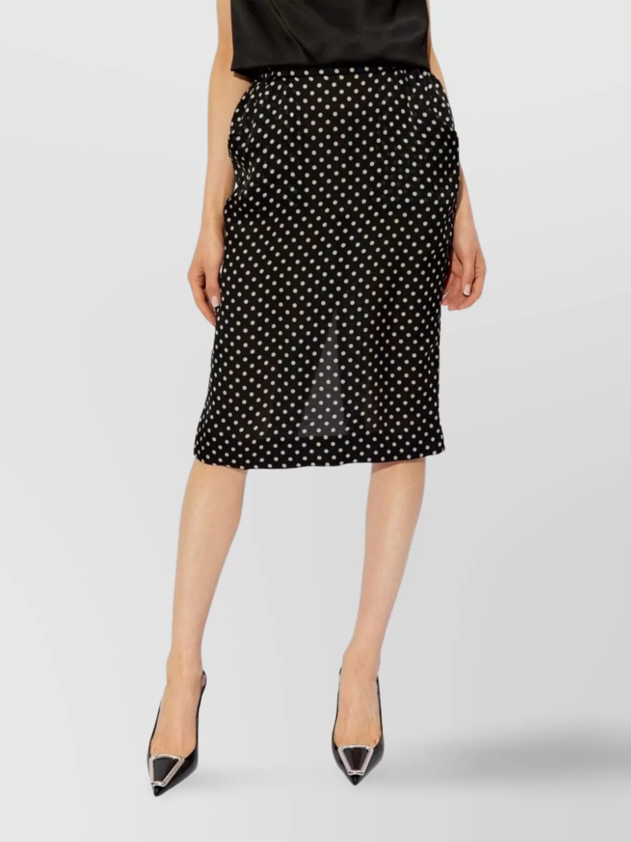 Saint Laurent Draped Polka-dot Silk-chiffon Midi Skirt