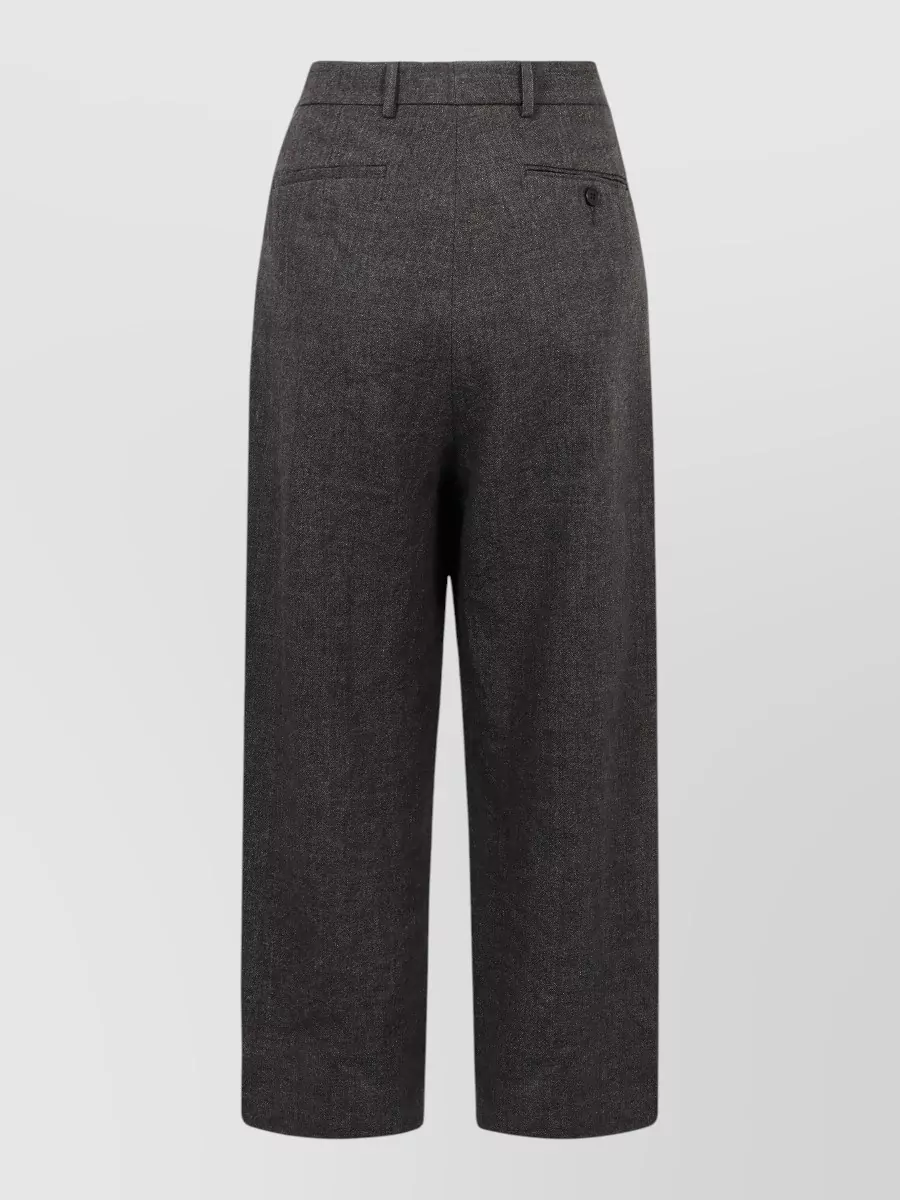 R13 linen virgin wool pleated cropped trousers