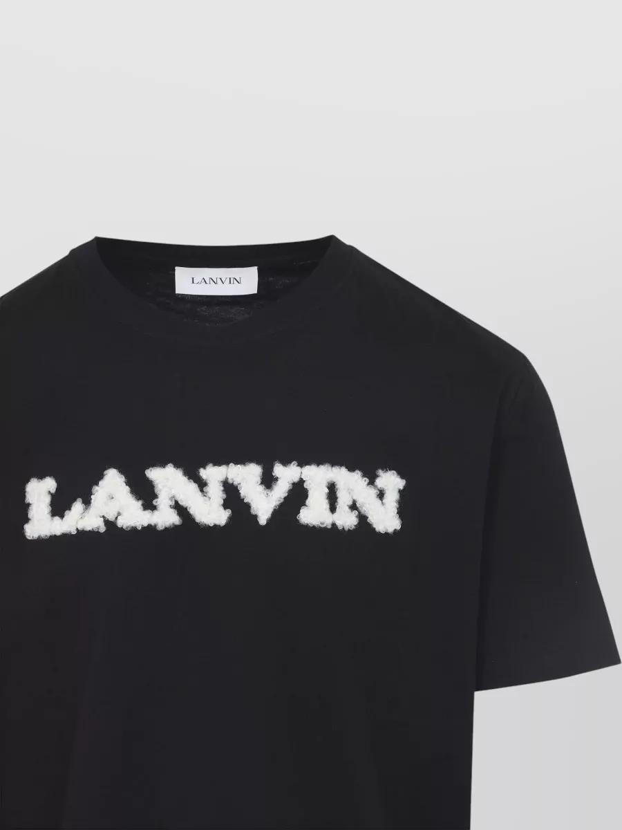 Lanvin Shearling Detail Crew Neck Short Sleeve T-Shirt