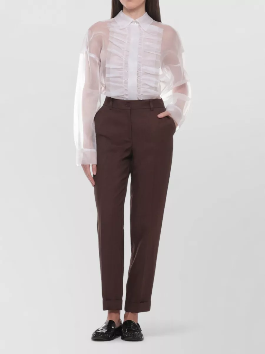 Parosh Silk Draped Long-Sleeve Shirt