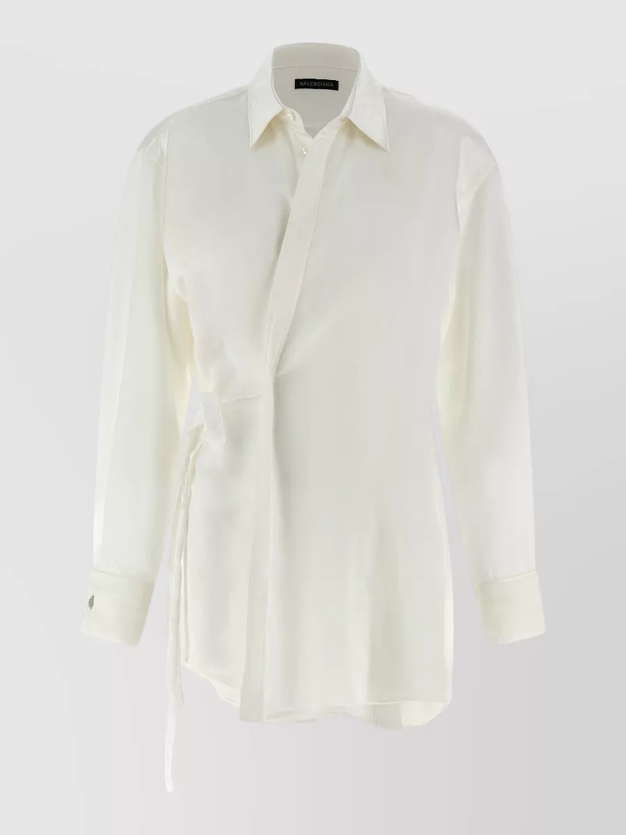 Balenciaga silk asymmetric wrap shirt