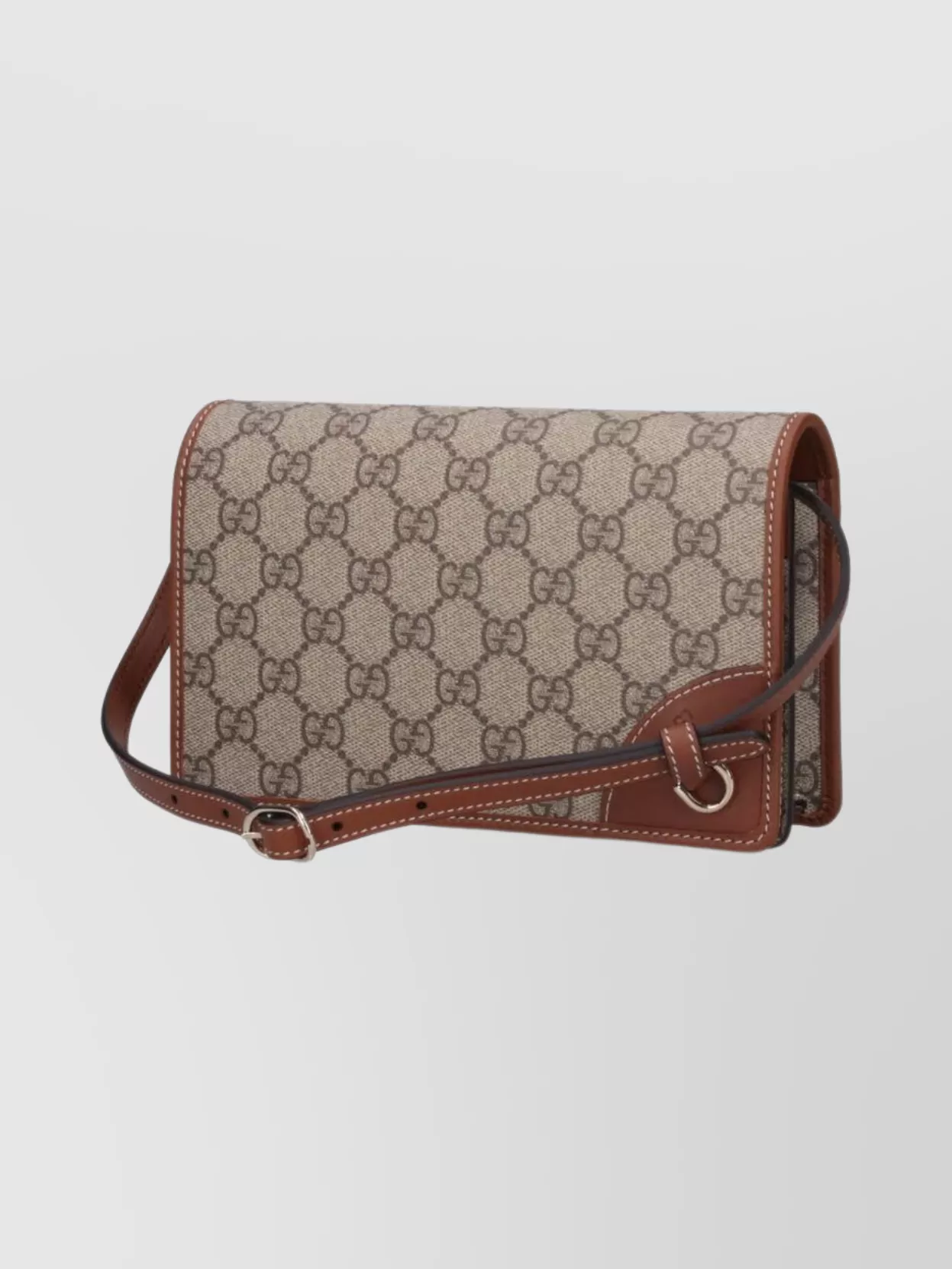 Gucci Leather Trim Wallet Detachable Strap