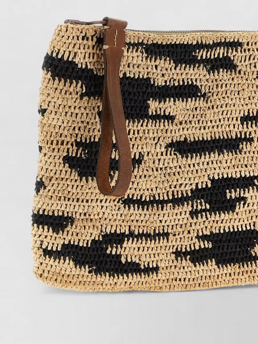 Ibeliv Raffia And Leather Crochet Clutch Bag