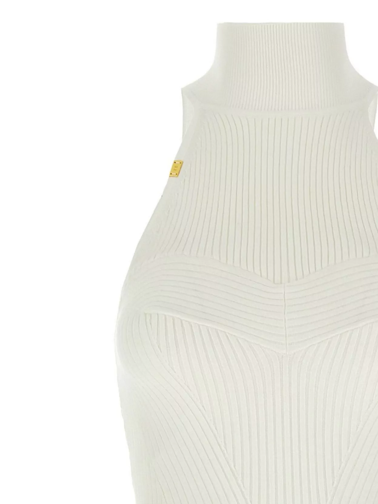 Elisabetta Franchi Halter Neck Ribbed Midi Length Dress