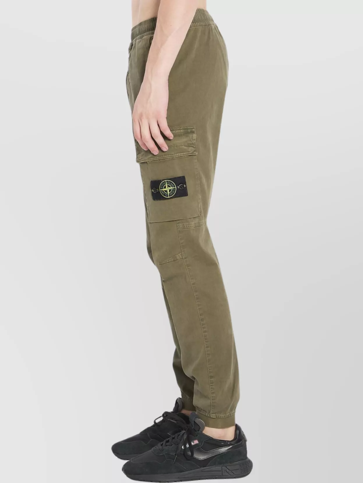 Stone Island Cargo Pants Utility Elastic Waistband In Green
