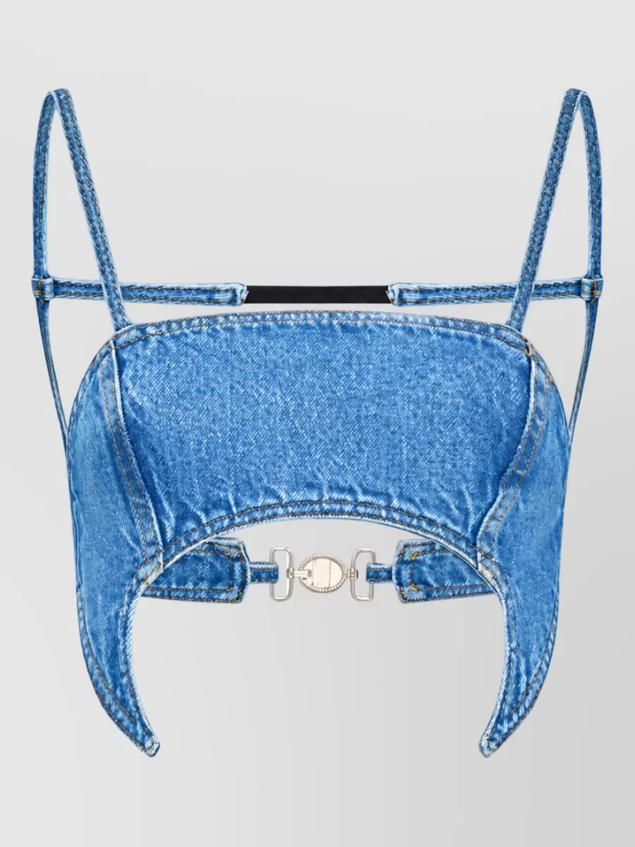 Marine Serre Denim Cutout Top