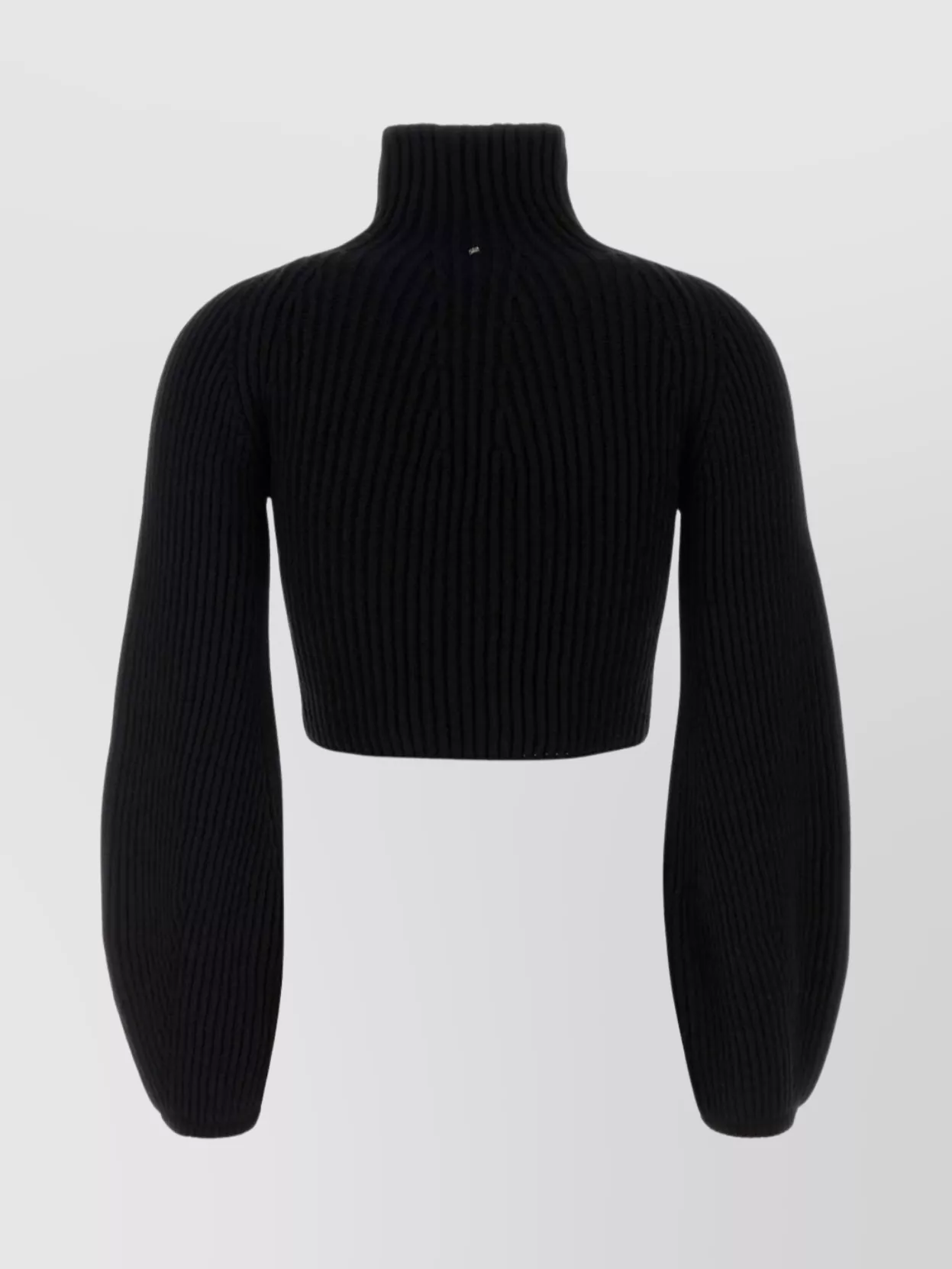 Sportmax Cropped High Neck Long Sleeve Knit Sweater In Animal Print