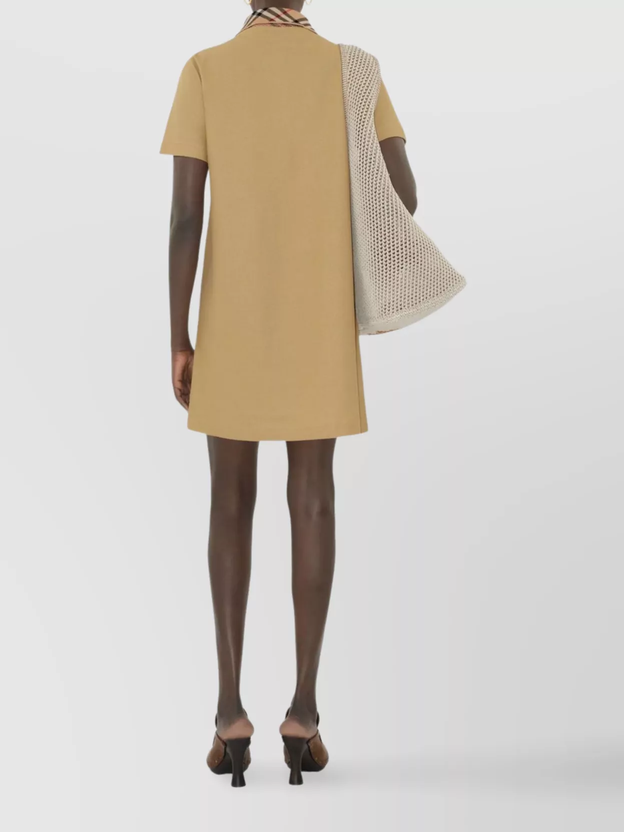 Burberry Slim Fit Cotton Dress With Check Collar