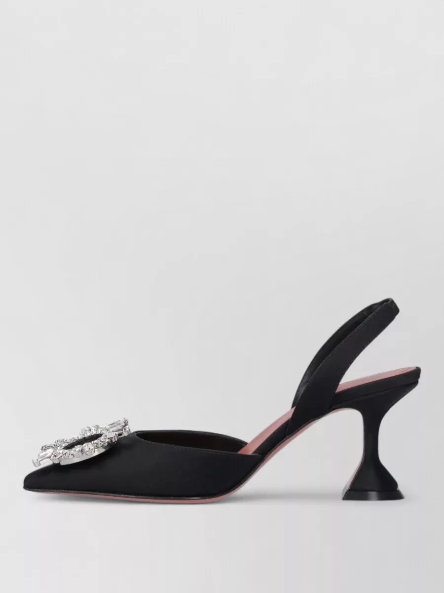Amina Muaddi Slingback Pumps Pointed Toe Embellished Heel