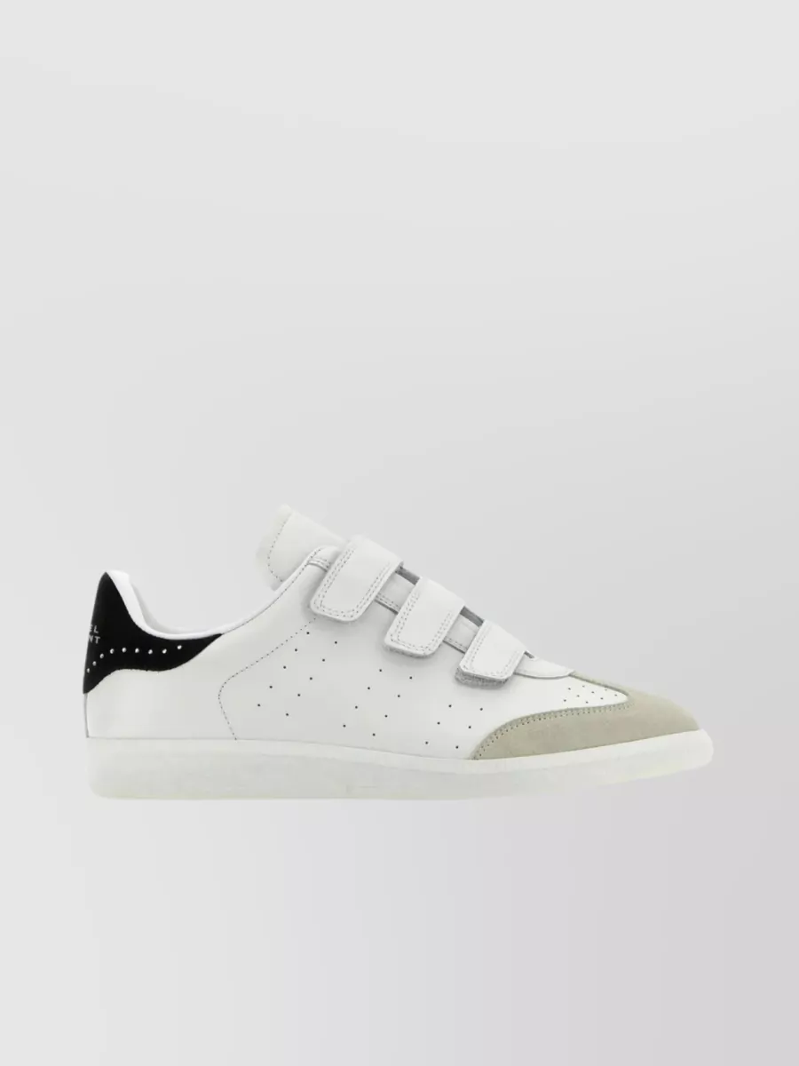 ISABEL MARANT LEATHER AND SUEDE STRASS SNEAKERS